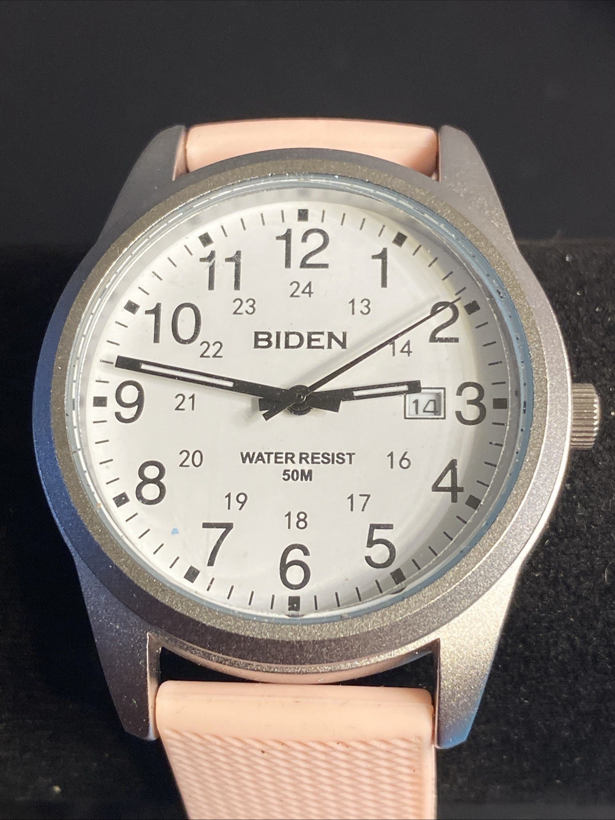 Biden Watch Pink Strap Unisex Wristwatch with Military Time New Battery