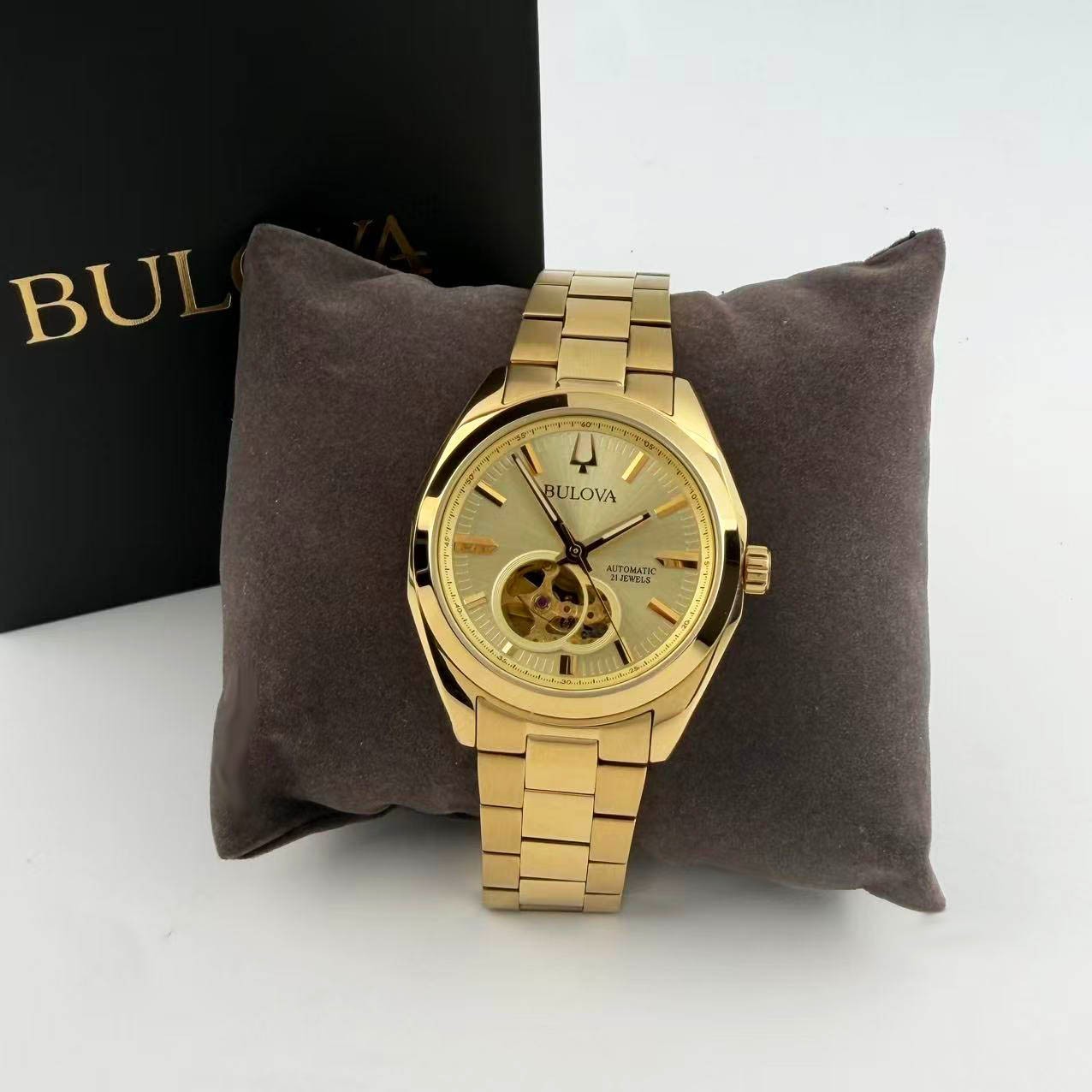 Bulova 97A182 Surveyor Men’s Automatic Watch Champagne Dial Stainless Steel 39mm