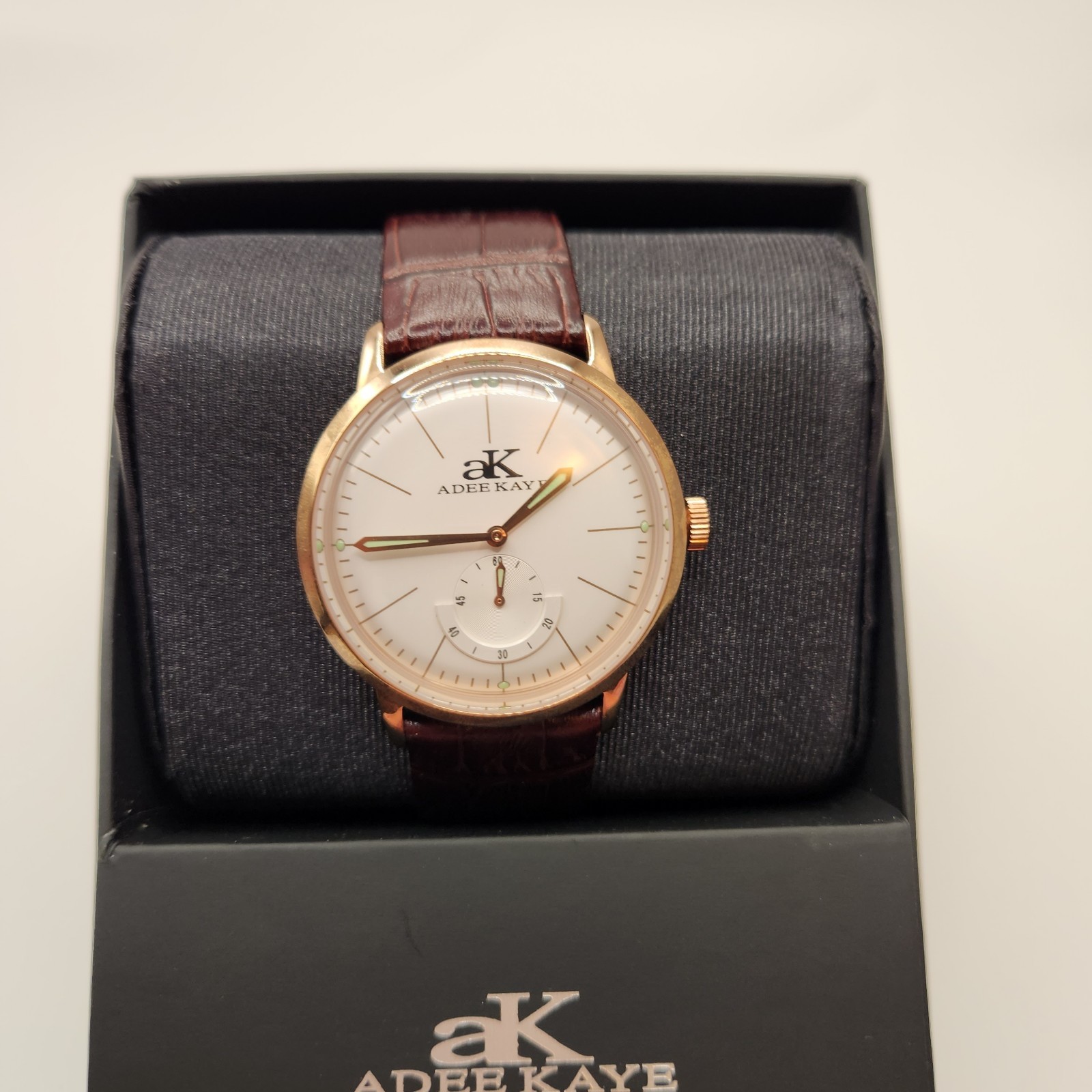 Adee Kaye, Exhibition Back, Brown Leather, Gold Wristwatch