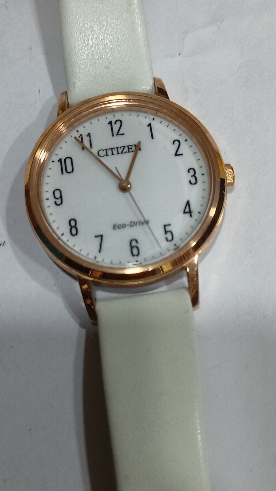 E031-R008005 CITIZEN ECO-DRIVE WHITE LEATHER BAND AND DIAL LADIES WATCH C2-153