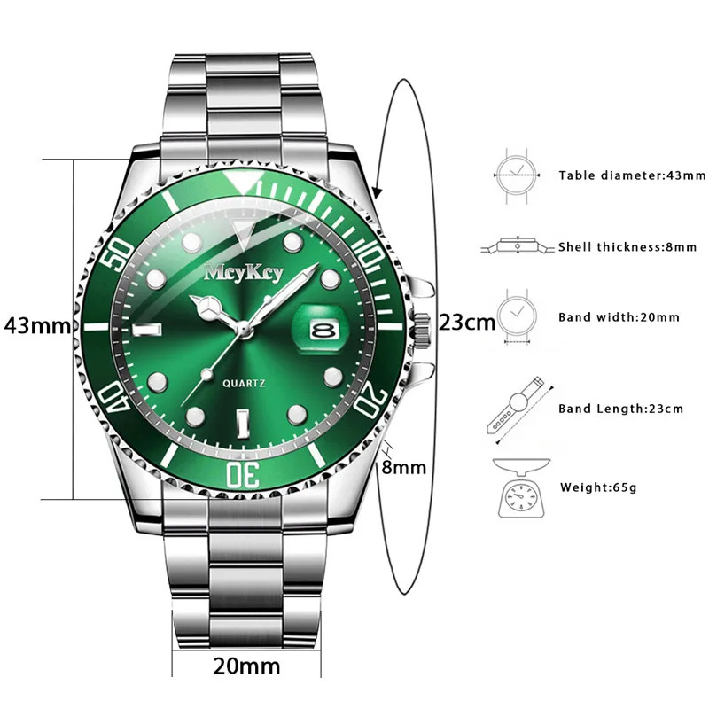 Fashion Men Business Watches Stainless Steel Band Men Calendar Quartz Watch