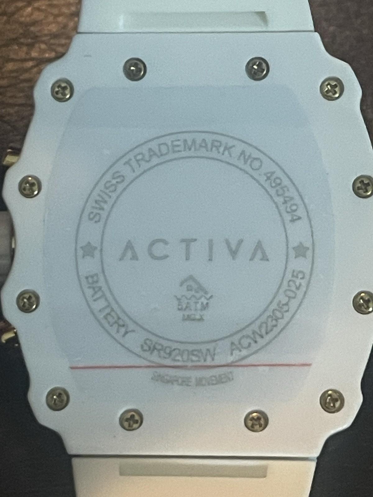 Activa Chronograph White Silicone Strap Skeleton Dial Date Watch 43mm – New