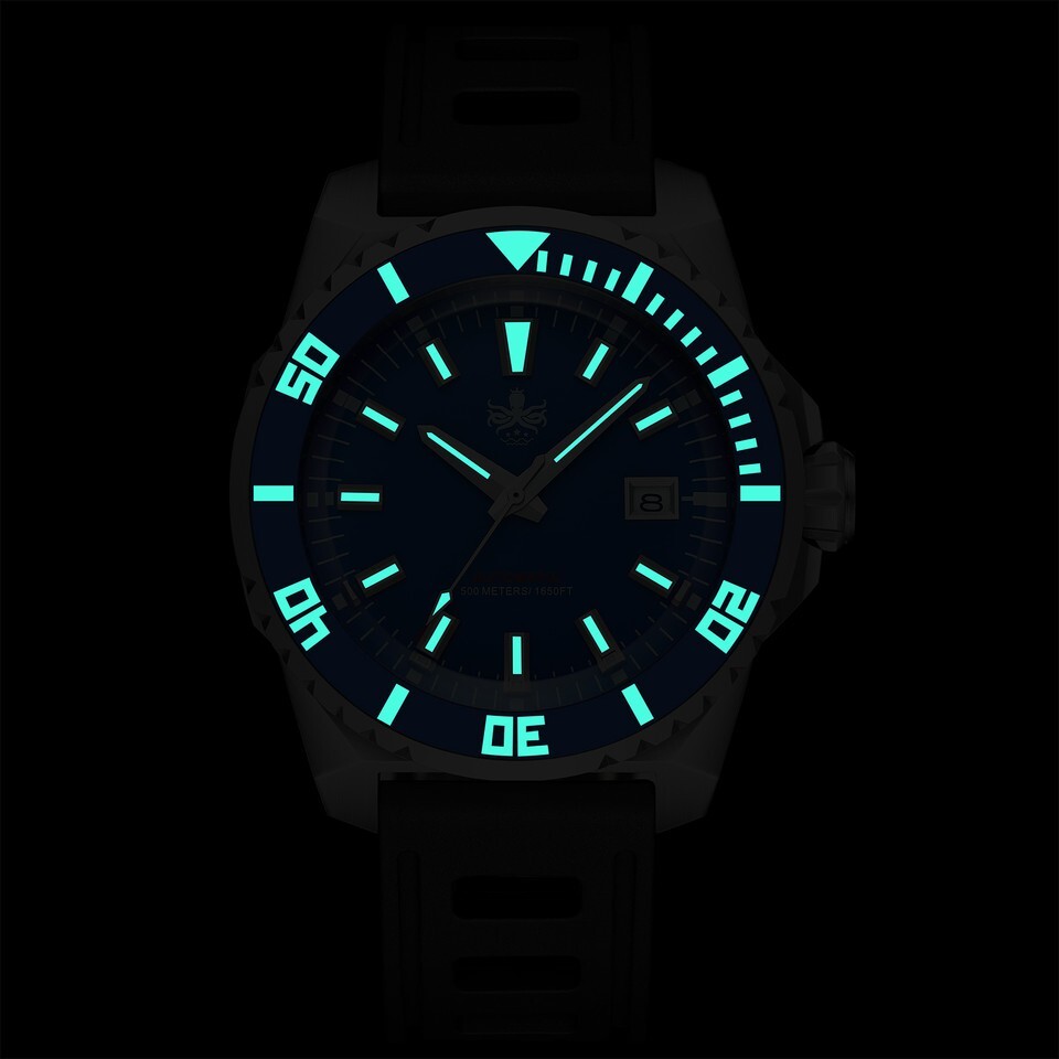 PHOIBOS Leviathan PY032B Diver Blue Rubber 500M Water Resistant Men’s Watch