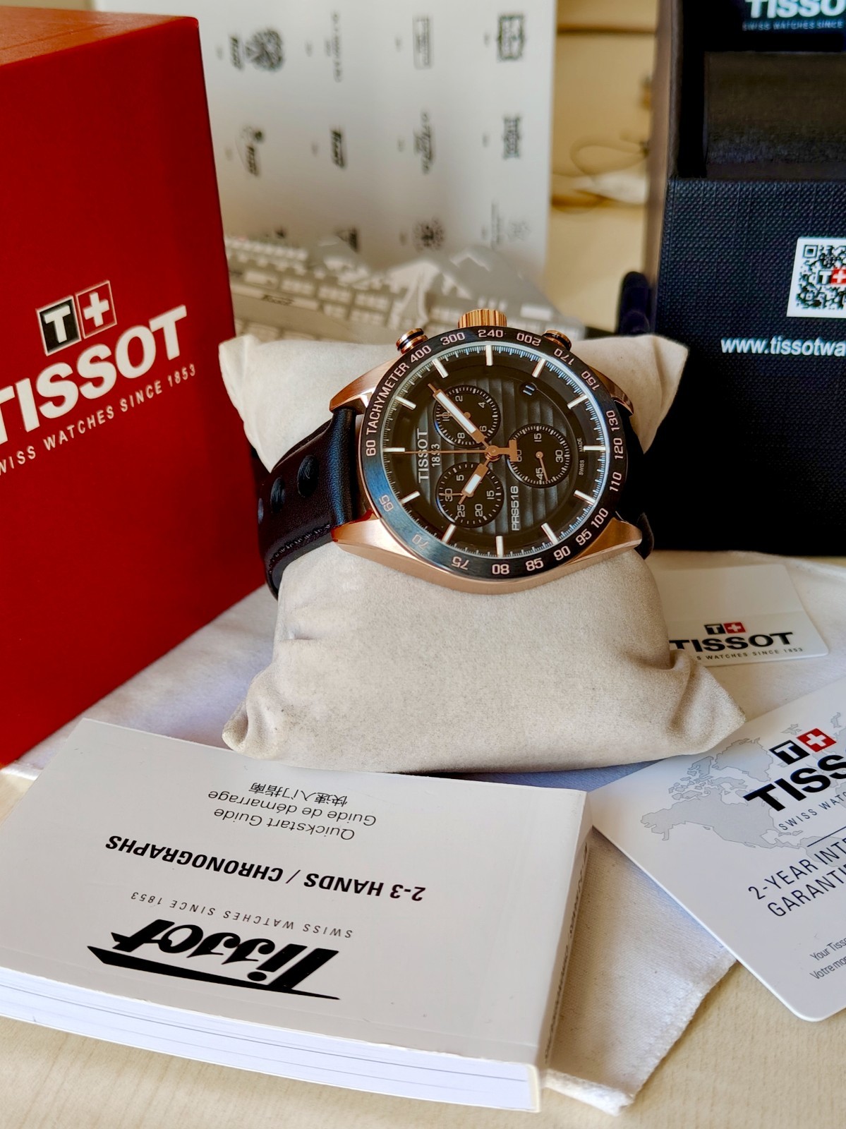 Tissot PRS516 Motorsport Racing Steel Chronograph Men’s Watch Black & Gold Dial
