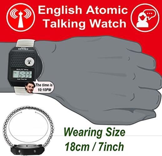 Five Senses Atomic Top Button English Talking Watch for Seniors Blind Low Vision