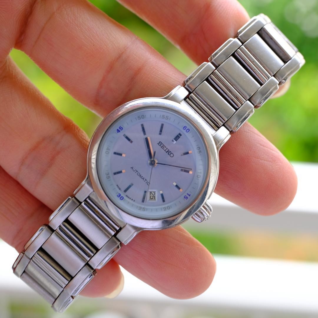 Seiko Time Creation Ladies Automatic Watch Blue Dial Date 30mm