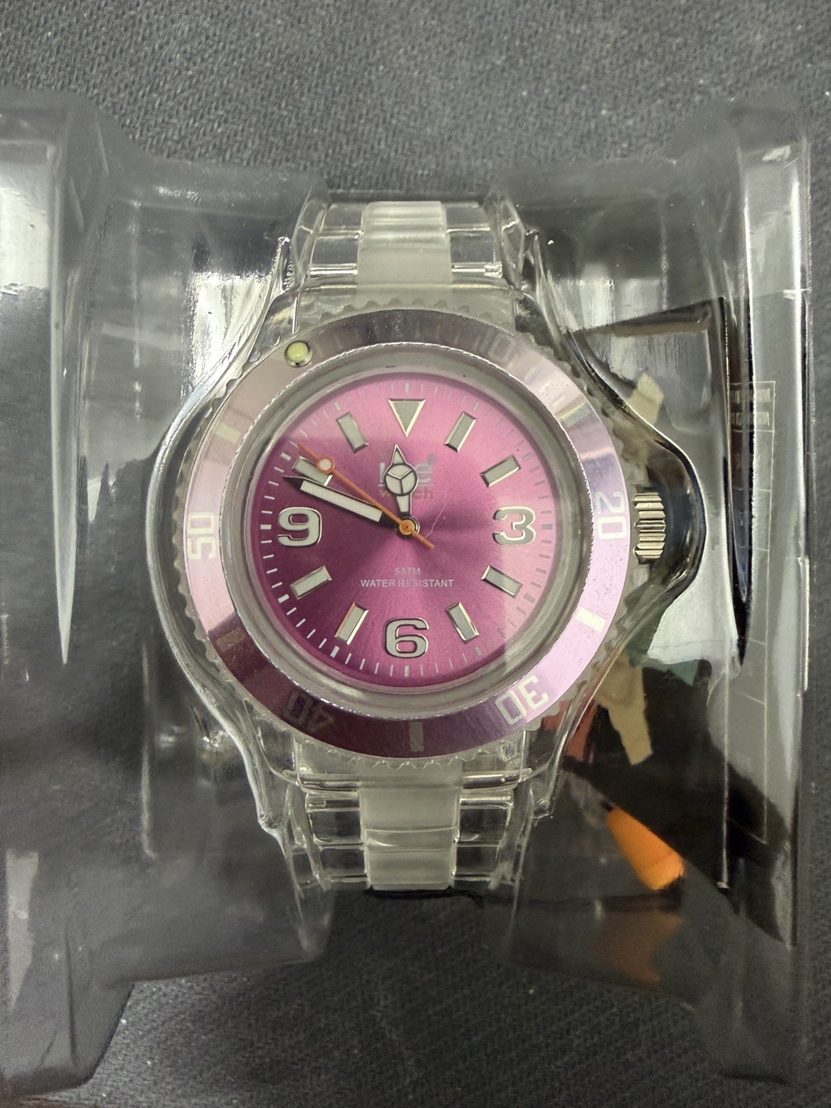 Ice-Watch Classic 43mm Purple Dial Clear Bracelet – New Old Stock in Box