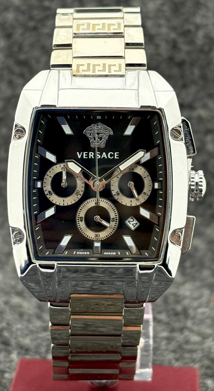 Vintage Versace Dominus Chrono Quartz Black Dial Sub-Sec/Date Wristwatch.