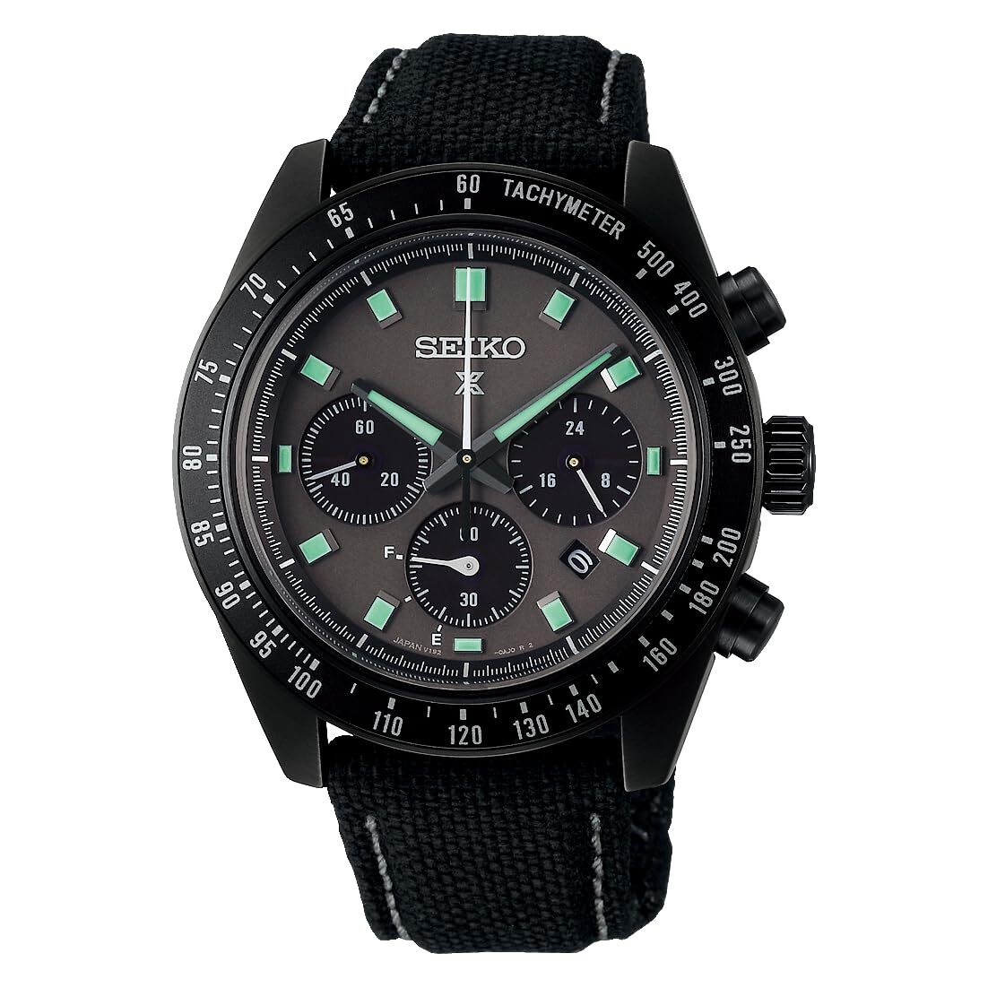 SEIKO PROSPEX SPEEDTIMER SBDL105 The Black Series Solar Watch 41.4mm Nylon Band