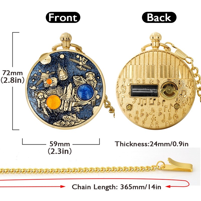 Solar System Musical Pocket Watch Castle in the Sky Quartz Music Box Men’s Gift