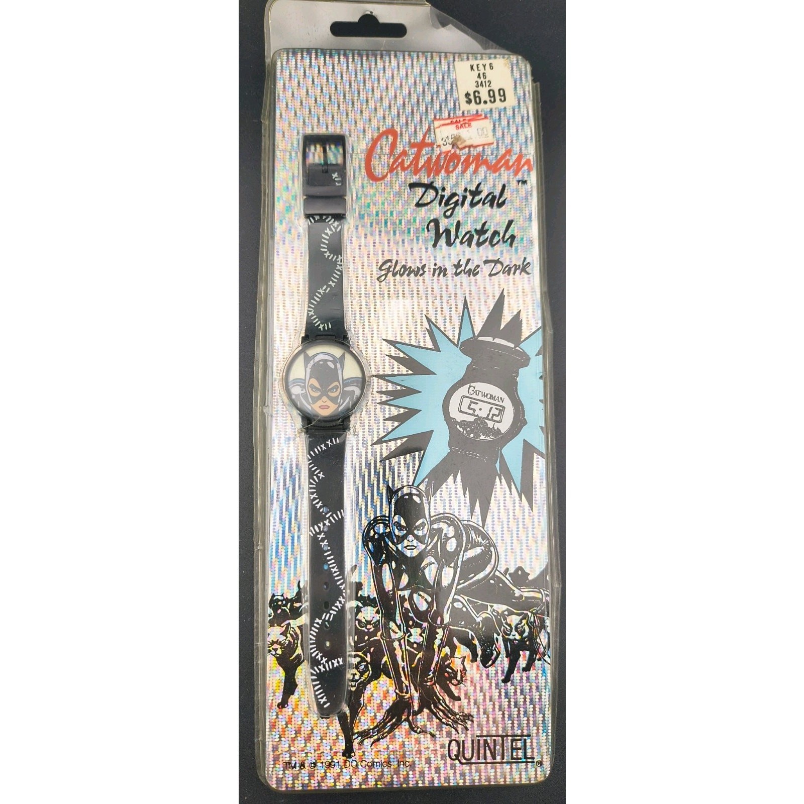 Vintage 1991 Catwoman Digital Watch Quintel Glow in the Dark DC Comics New NOS