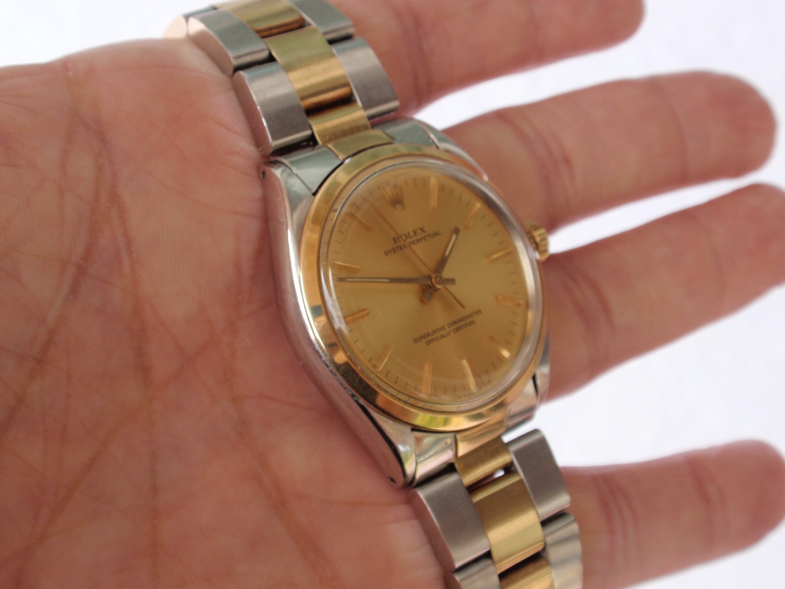Nice Rolex 1002 14K/SS Oyster Perpetual 34mm Watch with Original Oyster Band