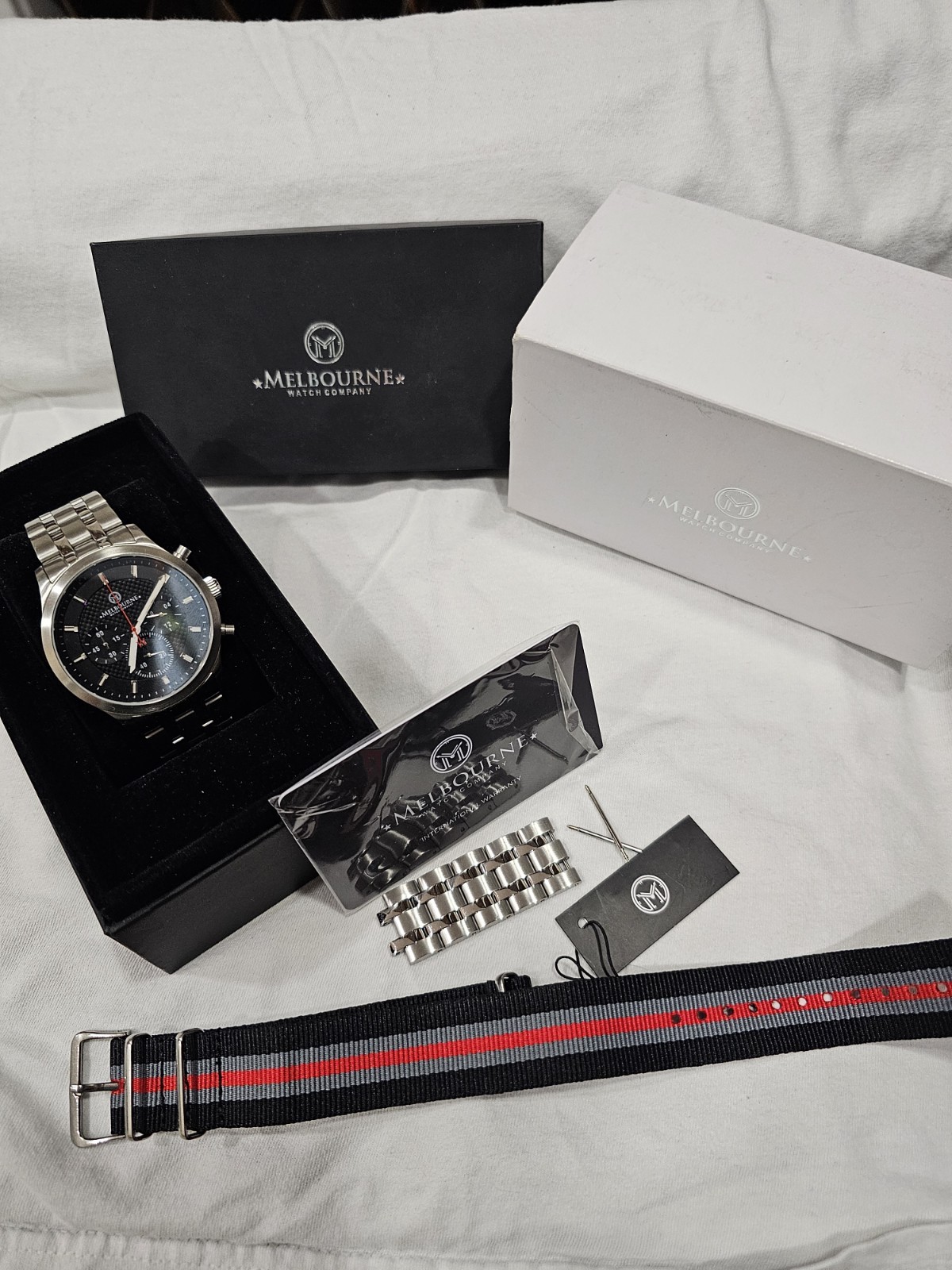 Melbourne Watch Company Chronograph Quartz Stainless Steel Black Dial
