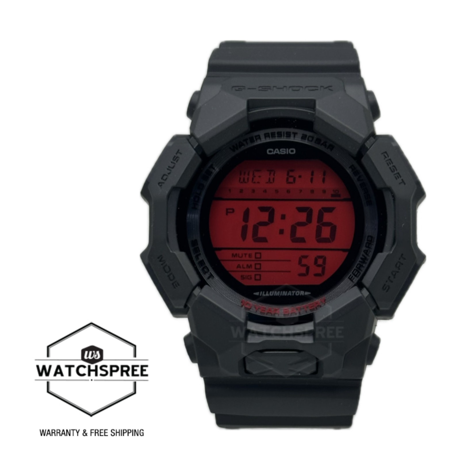 Casio G-Shock Black & B.Red Series Bio-Based Black Resin Band Watch GD-010BBR-1