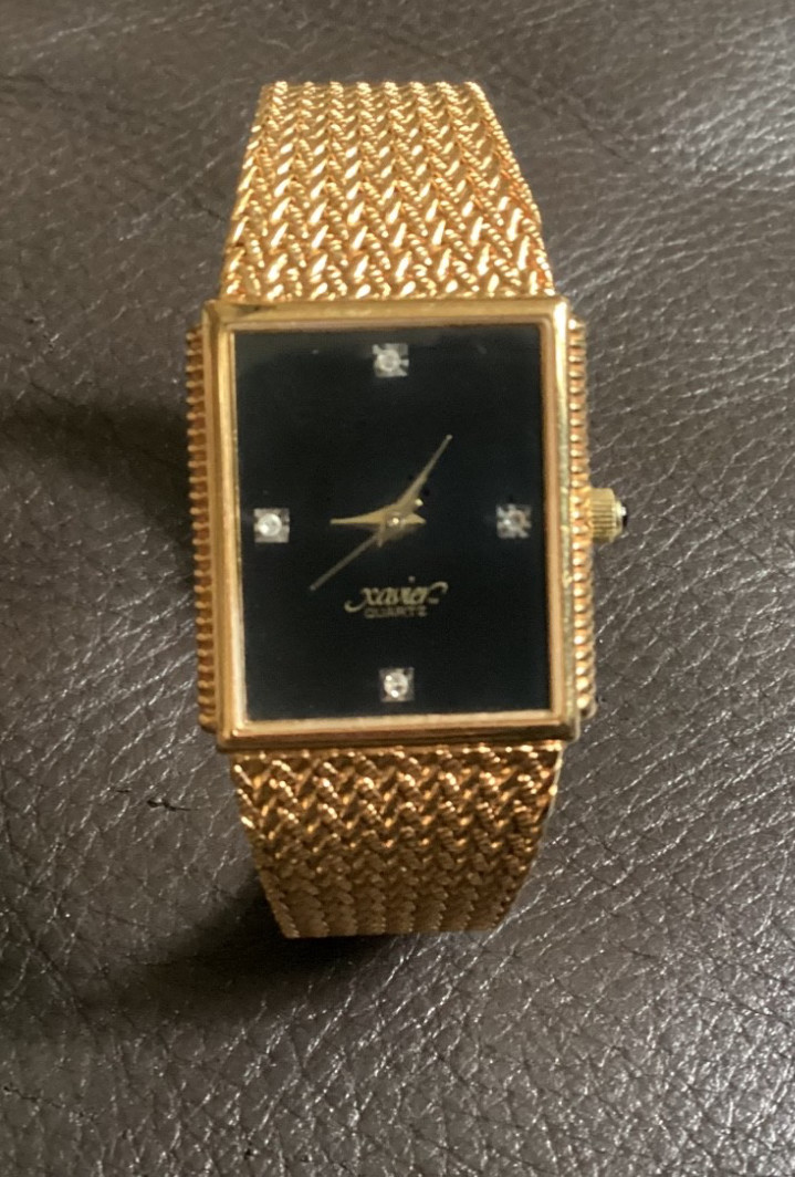 1980’s XAVIER Masterpiece Men’s Watch Diamond Swiss Gold Plated Needs Battery