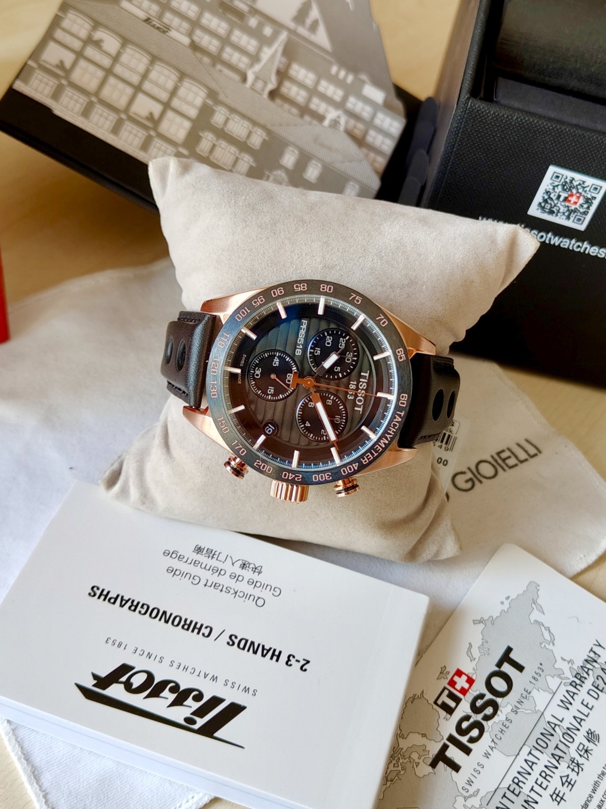 Tissot PRS516 Motorsport Racing Steel Chronograph Men’s Watch Black & Gold Dial