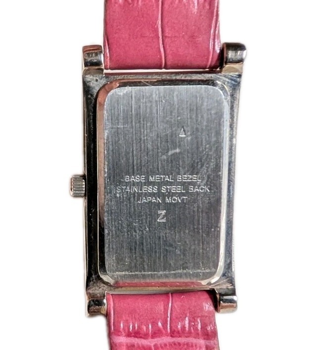 Premier Designs Women’s Ladies Watch Silver Tone Pink Leather Band Rectangle