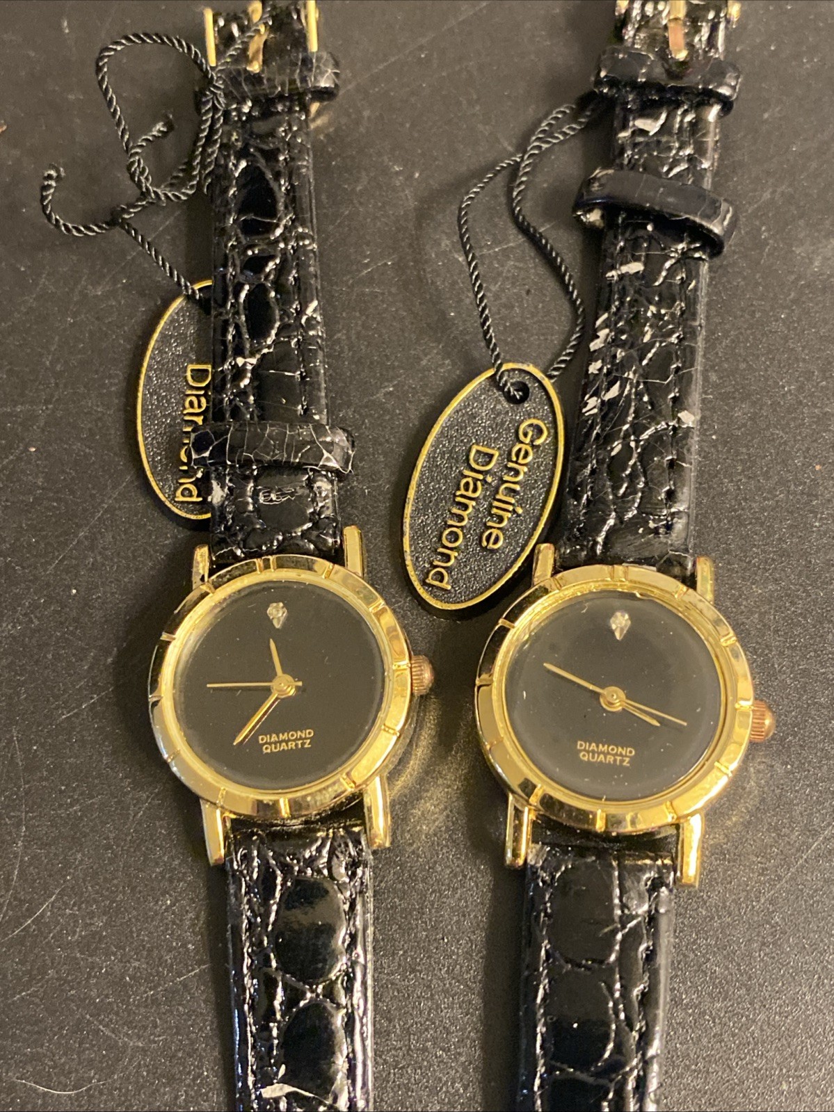 Designer Watch Classic Genuine Diamond Quartz Gold Tone Two For One Price