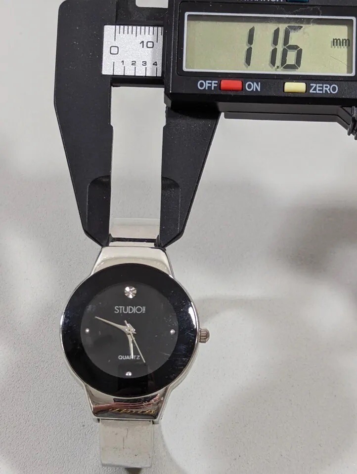 Studio Time Silver Tone Quartz Movement Cuff Wrist Watch