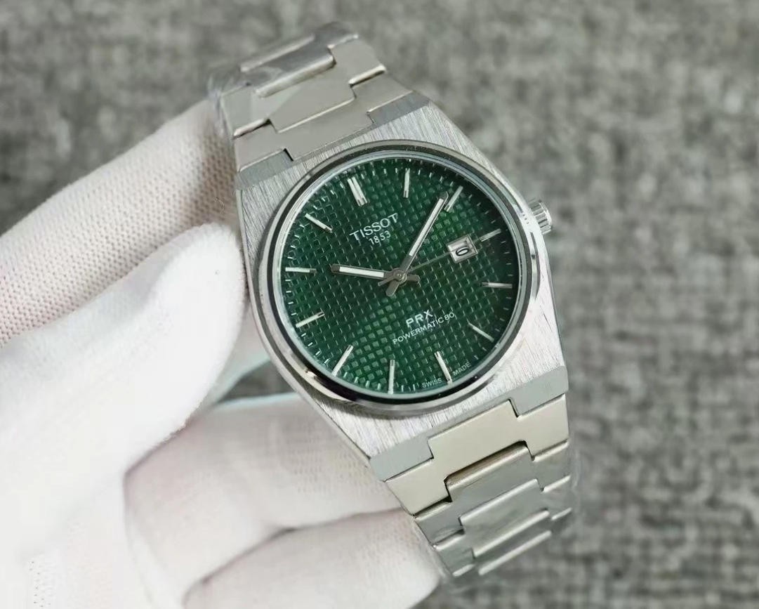 New Tissot PRX Mens Watch Wristwatches Green/Blue/Light Blue including the box