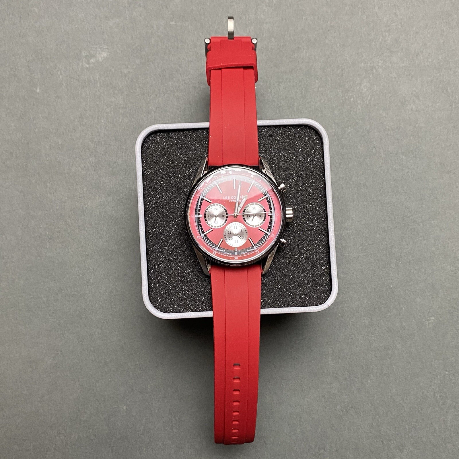 Lee Cooper 44 MM Red Chronograph Silicone Strap Watch