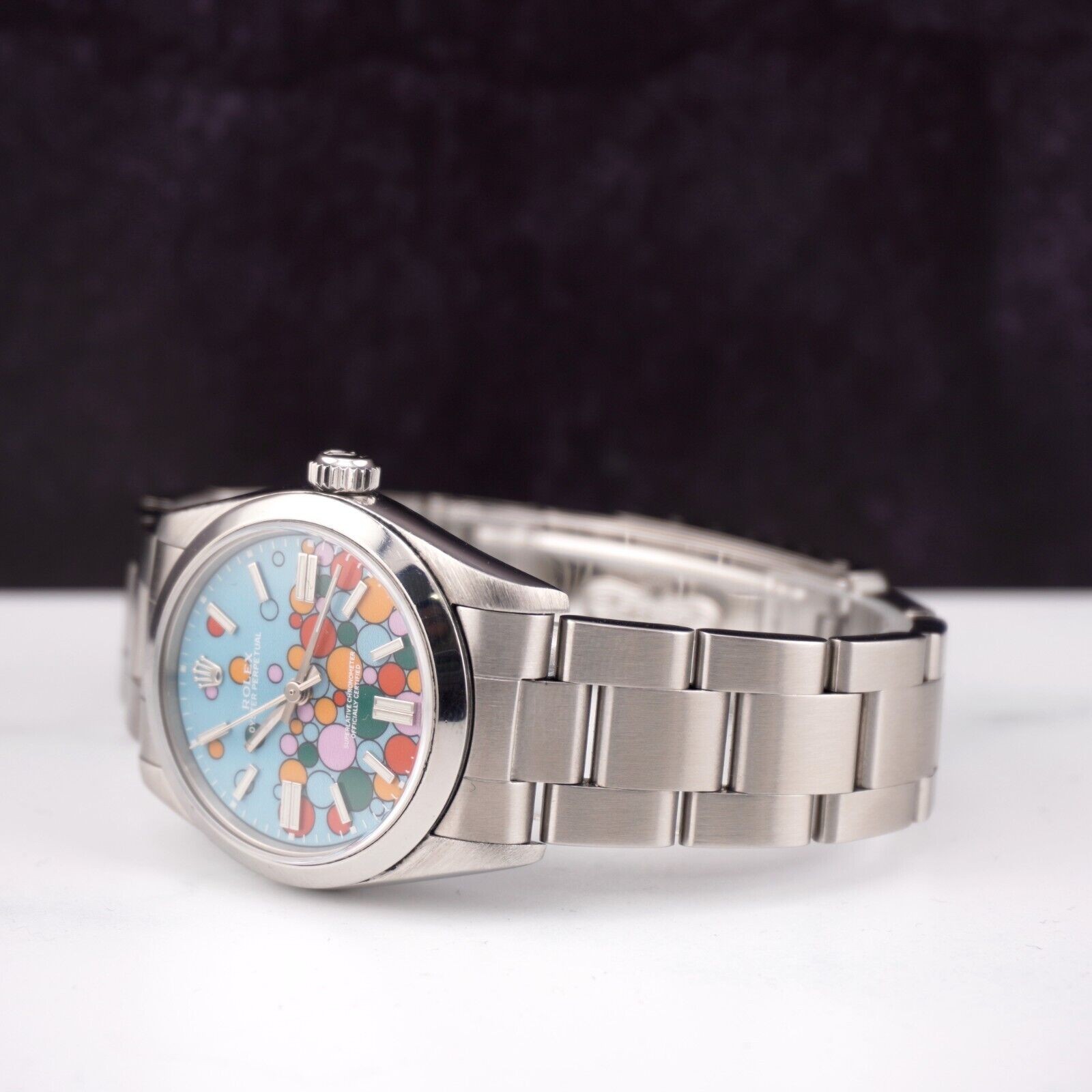 Rolex Oyster Perpetual 31mm Stainless Steel Watch Celebration Blue Dial 67480