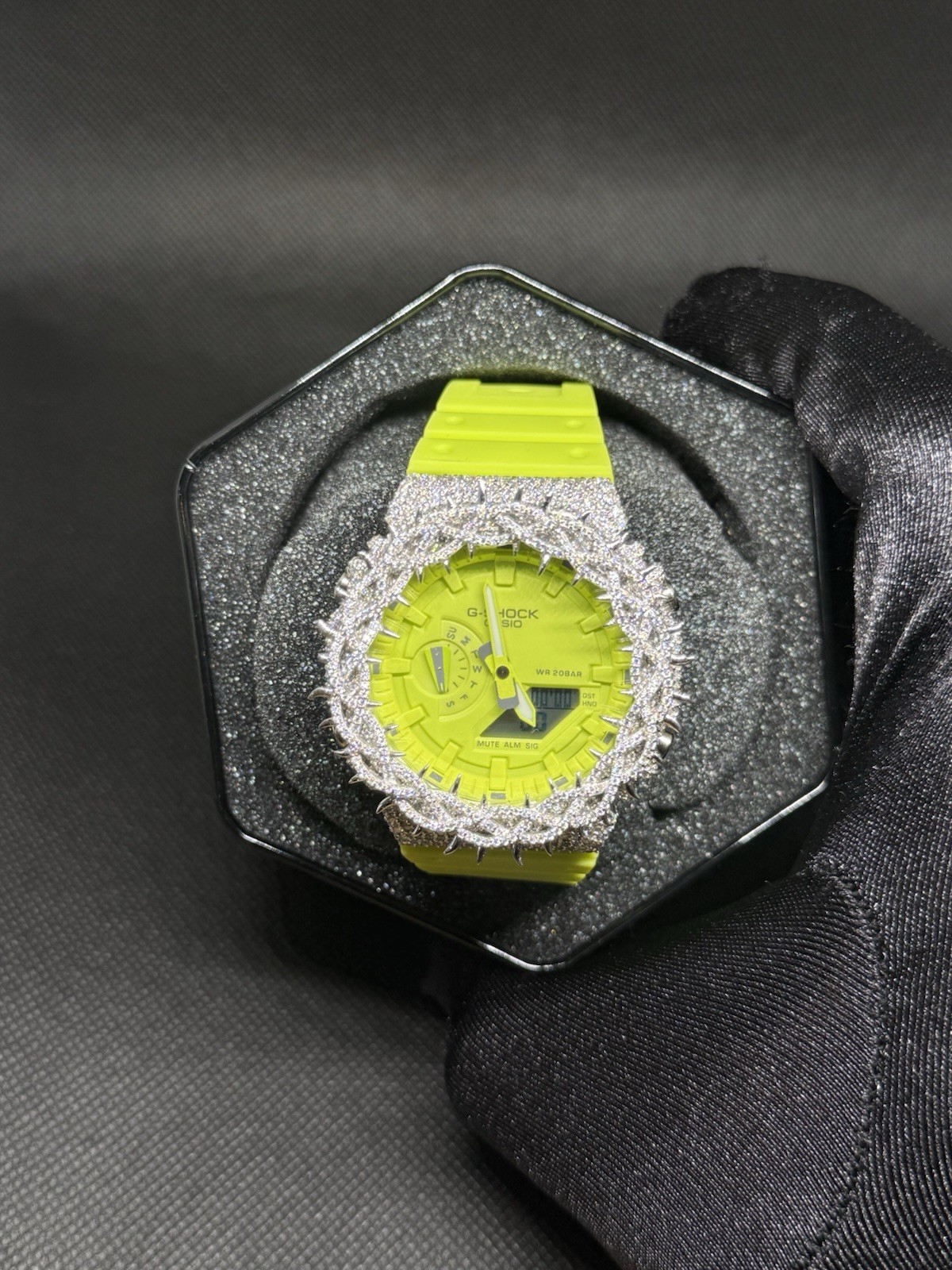 VVS Moissanite G Shock Original Watch Rubber Band Green