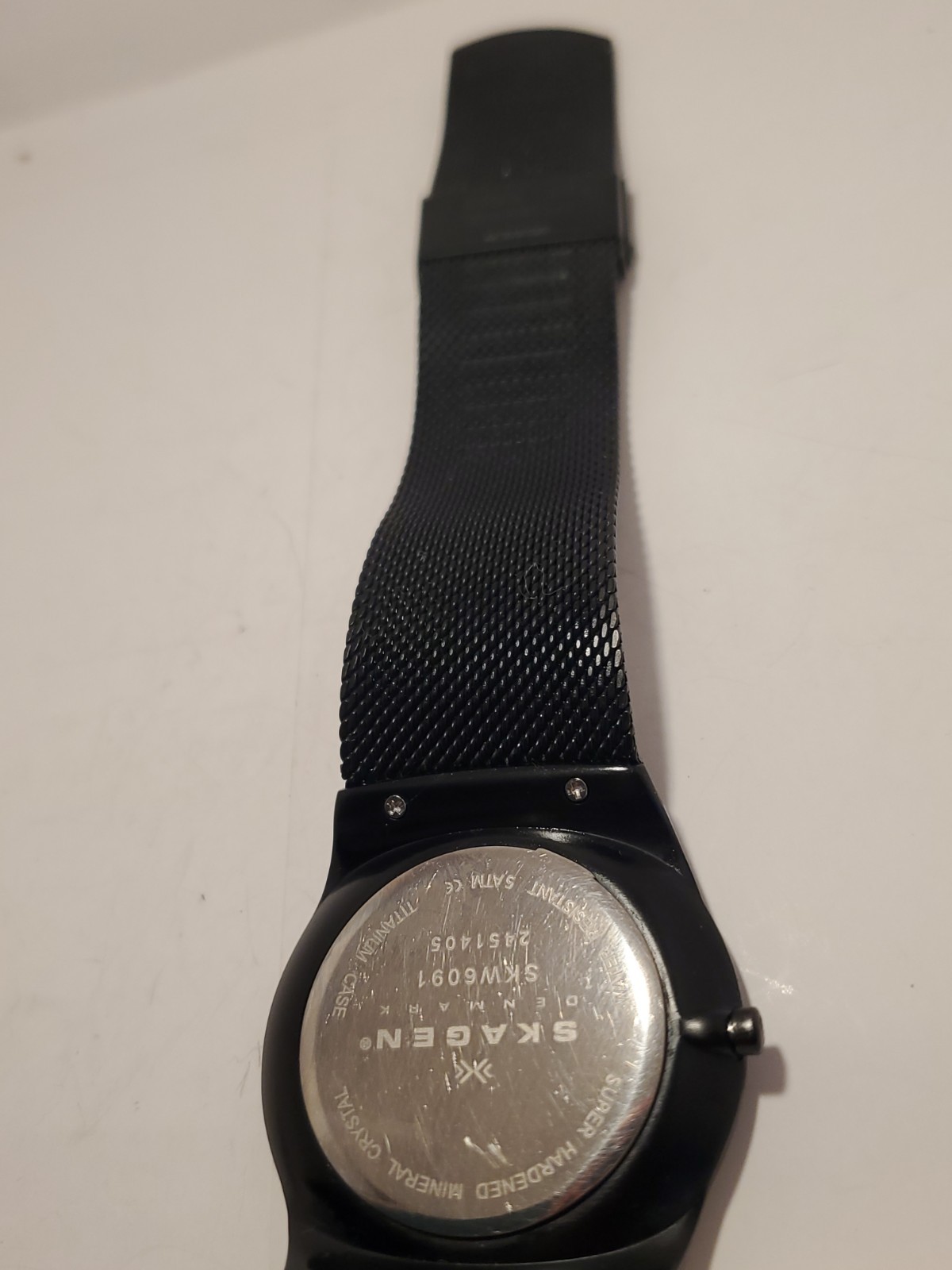 Skagen Denmark SKW6091 Men’s Titanium Day Date Black Blue Mesh Quartz Watch