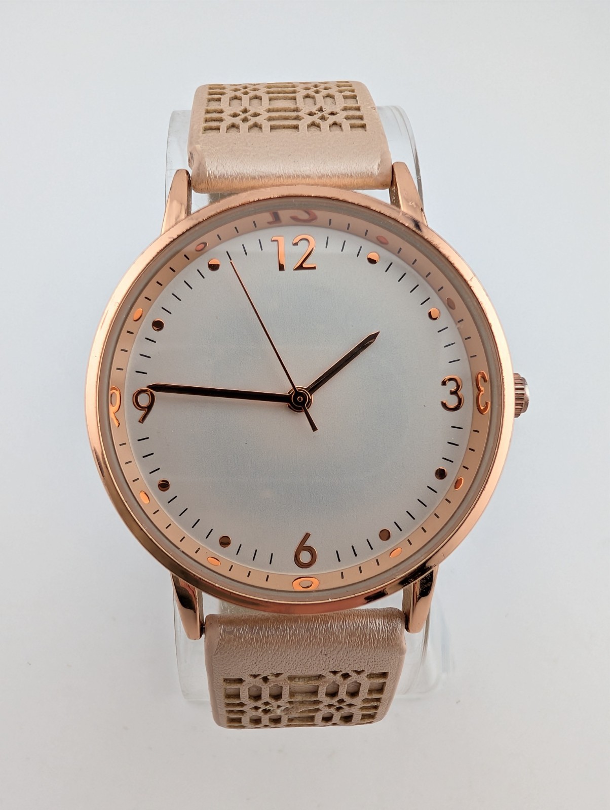 Francesca’s Watch Women 36mm Rose Gold Case Pink Faux Leather Band- New Battery