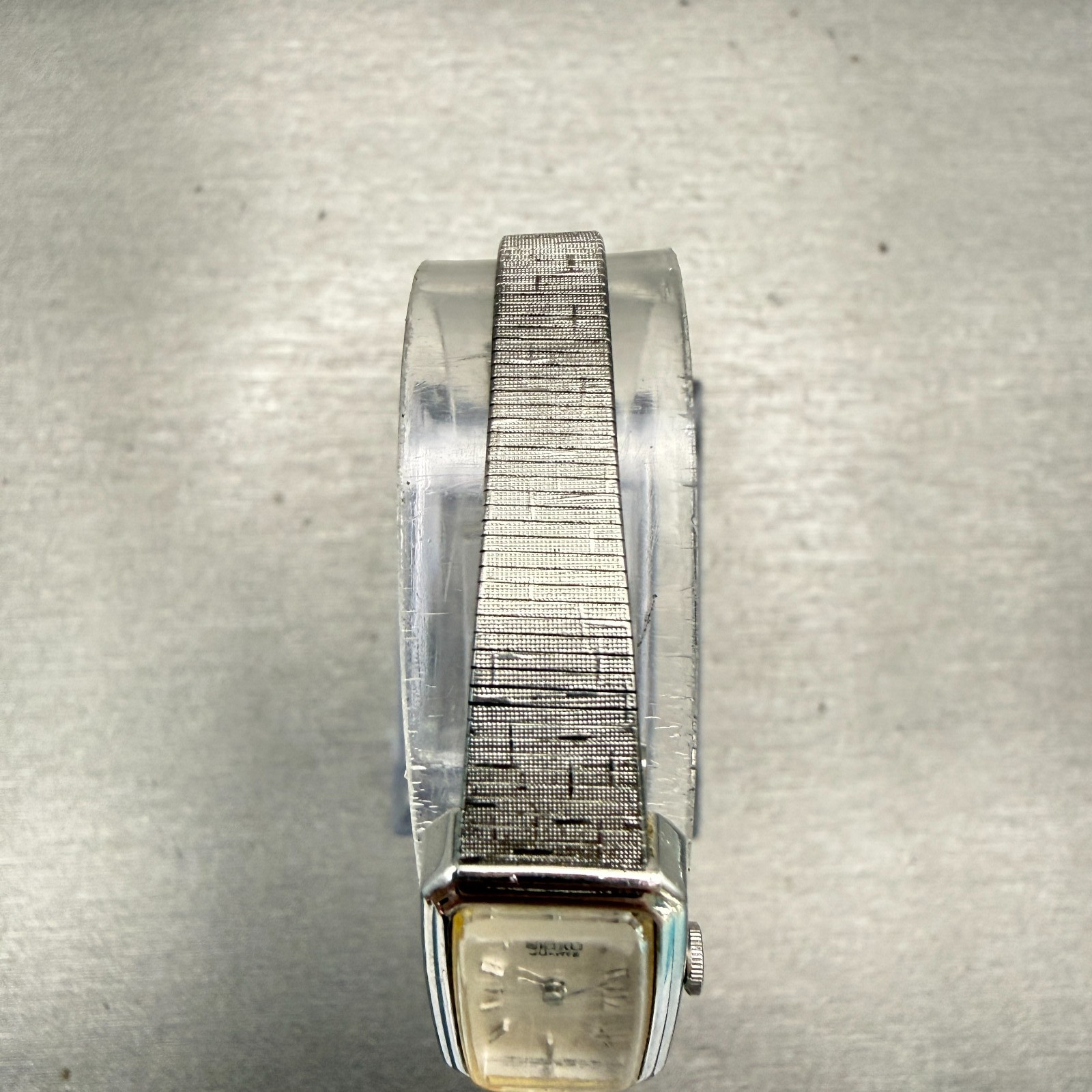 Seiko Watch Women 13mm Silver Dial Silver Tone Rectangle 1320-5779 New Battery
