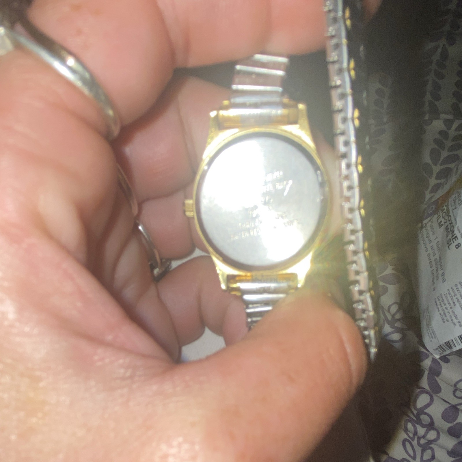 Two-Tone Gold/Silver Metal Bracelet Analog Round Watch w/Date, Arabic
