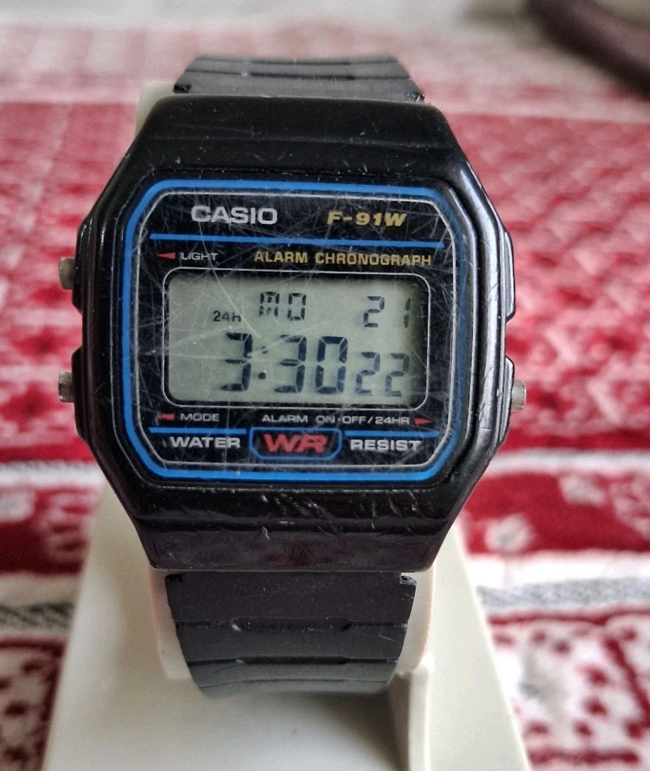 Vintage Casio F-91W Black Module 593 Korea Made Working
