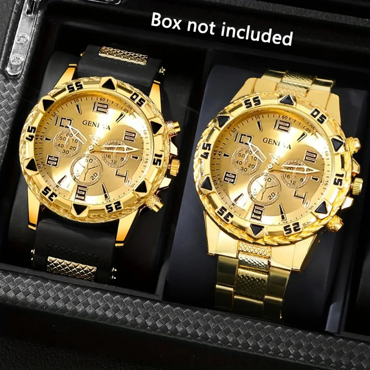 2pcs Men’s Quartz Watch Set Fashion Men Business Watches Silicone Band