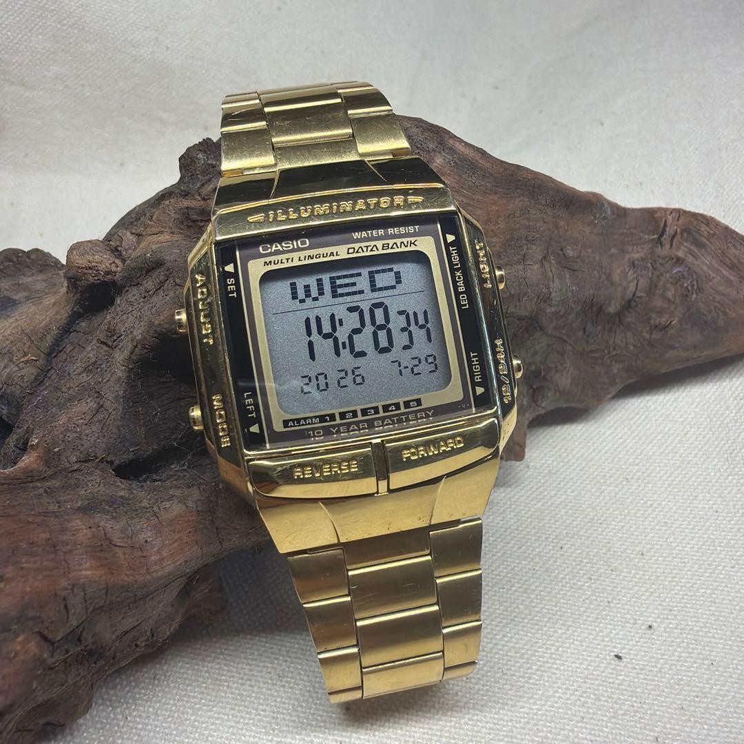 CASIO DATA BANK DB360 Gold Watch From Japan