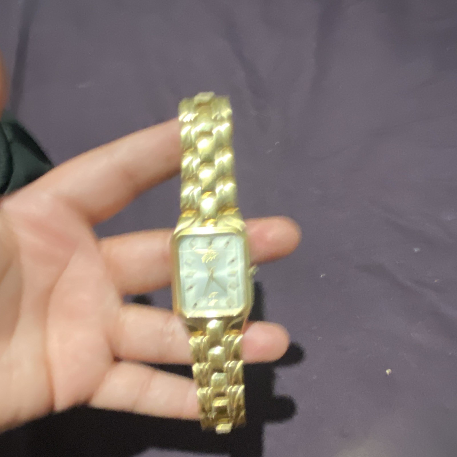 Elgin Women’s Gold-Tone Rectangle Dress Watch Quartz Date Metal Bracelet