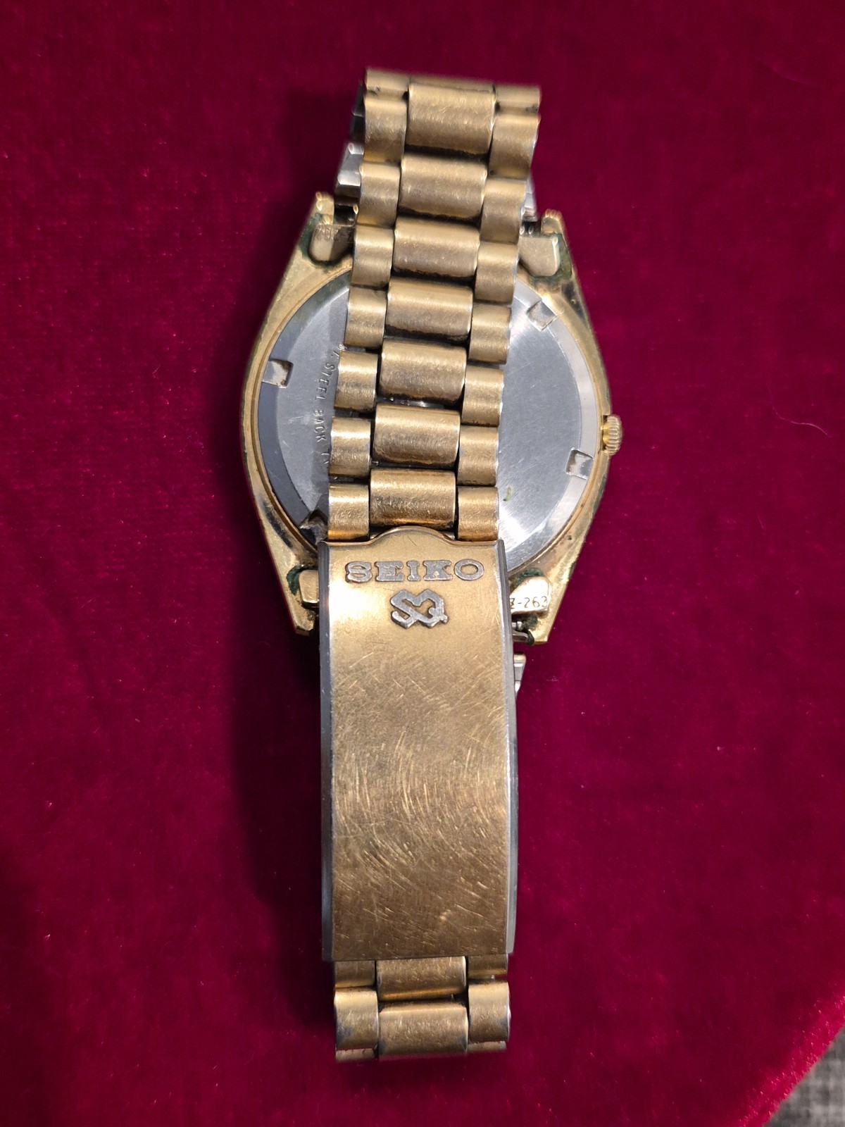 Seiko President Mens Watch 34mm Gold Tone Day Date 6923-8089
