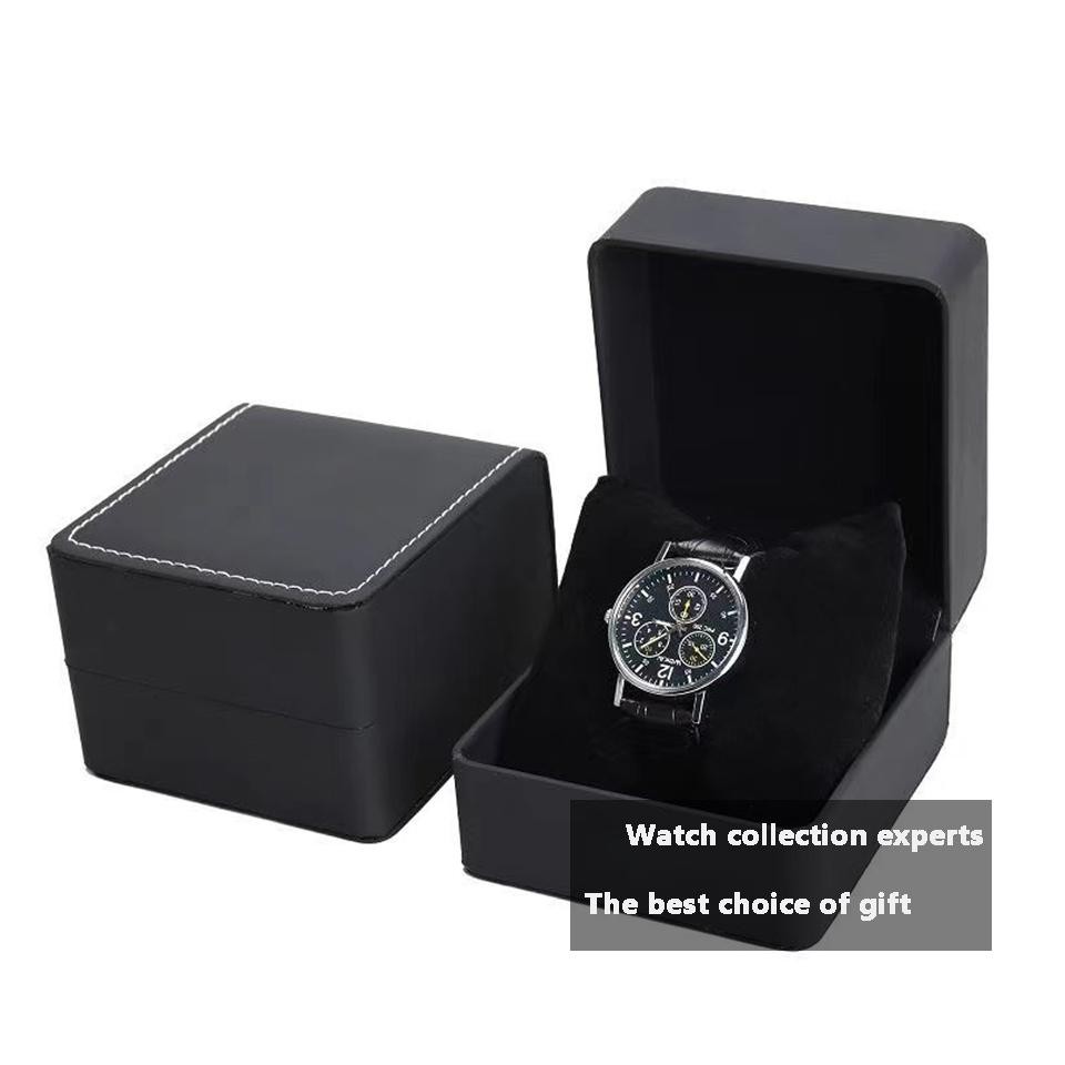 Black PU Leather Watch Gift Box with Pillow Single Wristwatch Display Case!!