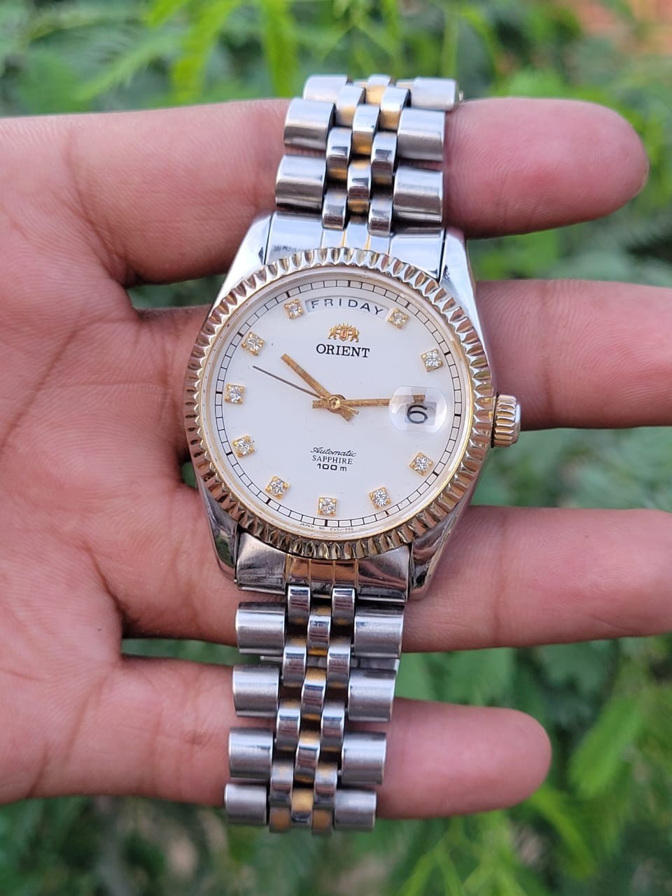 Orient President Day/Date Automatic Sapphire Diamond Dial Vintage Men’s Watch