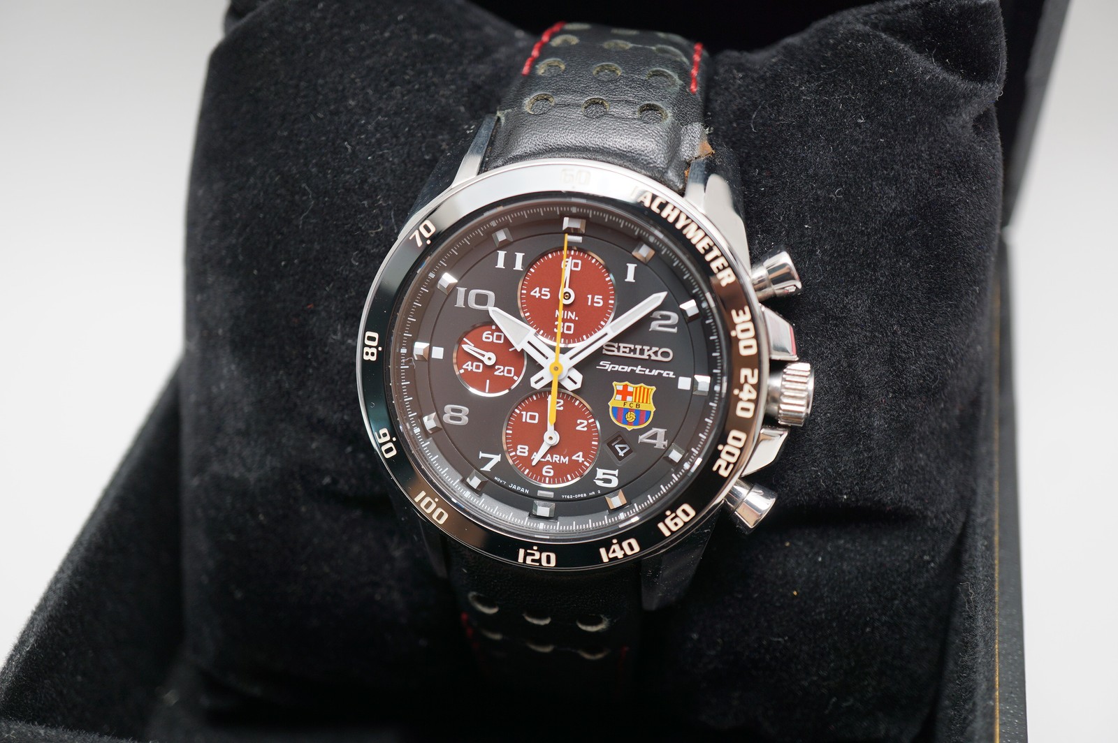 Seiko Sportura SNAE75 FC Barcelona Chronograph Quartz 40mm Used Needs Strap