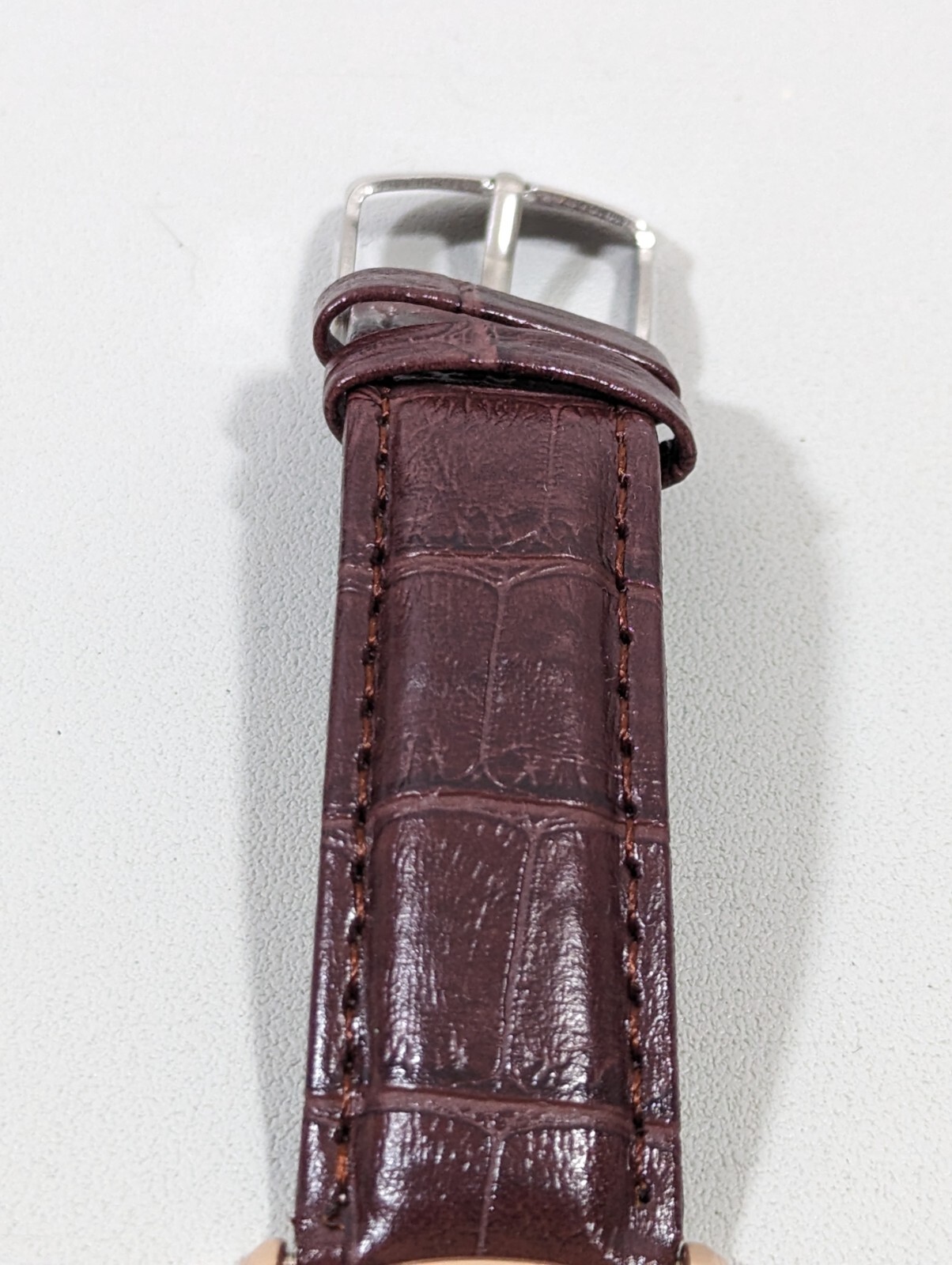 Mreurio White Dial Round Gold Tone Case Brown Leather Band Watch Men