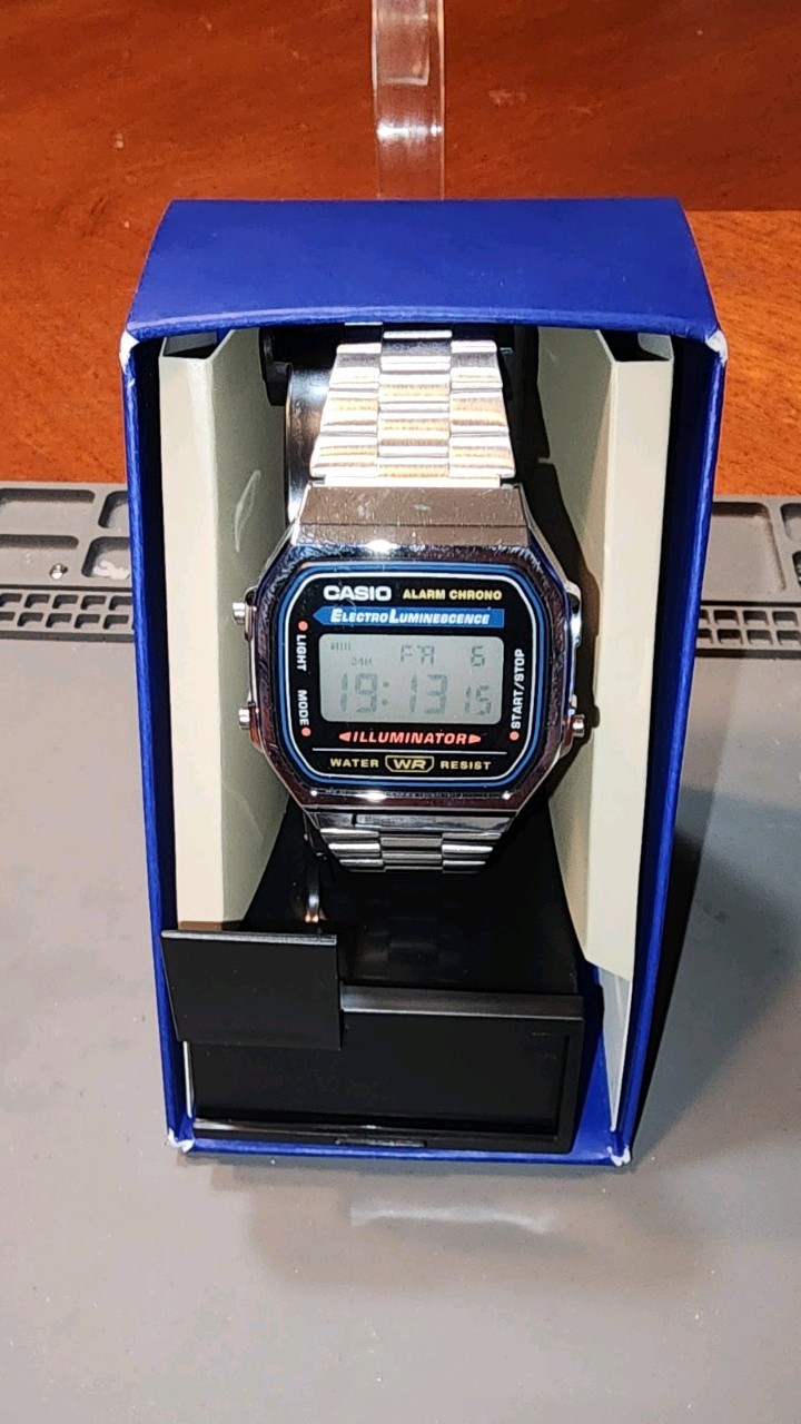 Casio Electro Luminescence Square Retro Watch with Alarm Light 3298