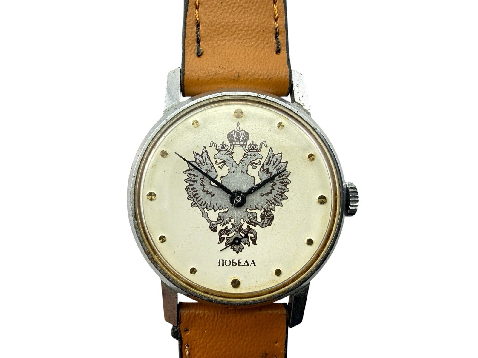 Vintage USSR POBEDA MENS WATCH 33MM RUNS