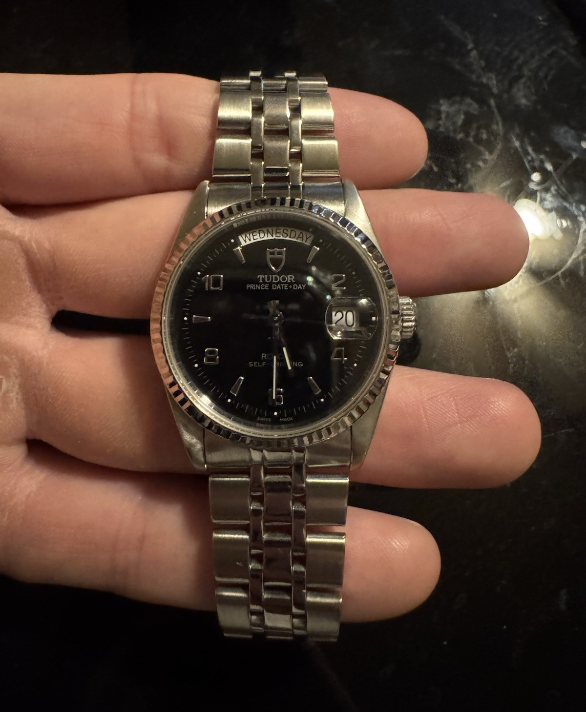 TUDOR Prince Date+Day Automatic Black Dial Day/Date Stainless Steel Bracelet