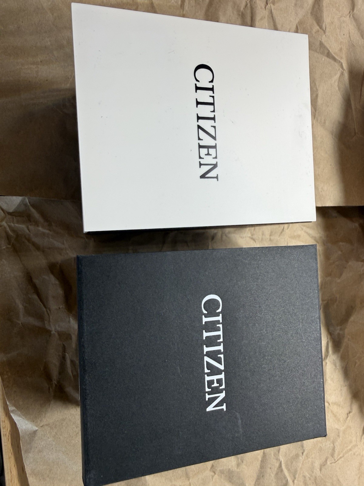 Citizen Eco-Drive 45mm Black Dial Brown Leather 100m Date Box Manual