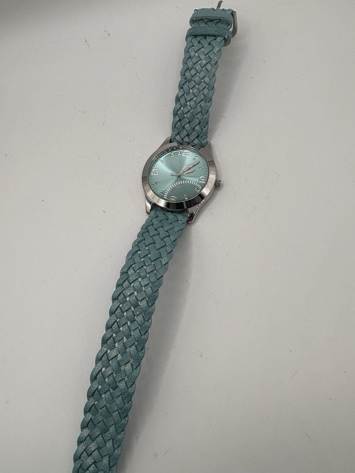 Joan Rivers Classics Women’s Watch Cream Aqua Blue Silver Tone Needs Battery