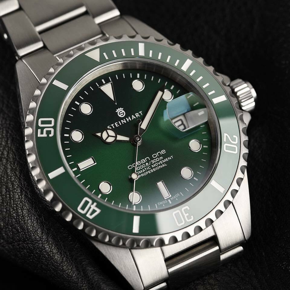Steinhart Ocean 1 Green Ceramic 42mm Swiss Automatic Diver Watch / Green Dial