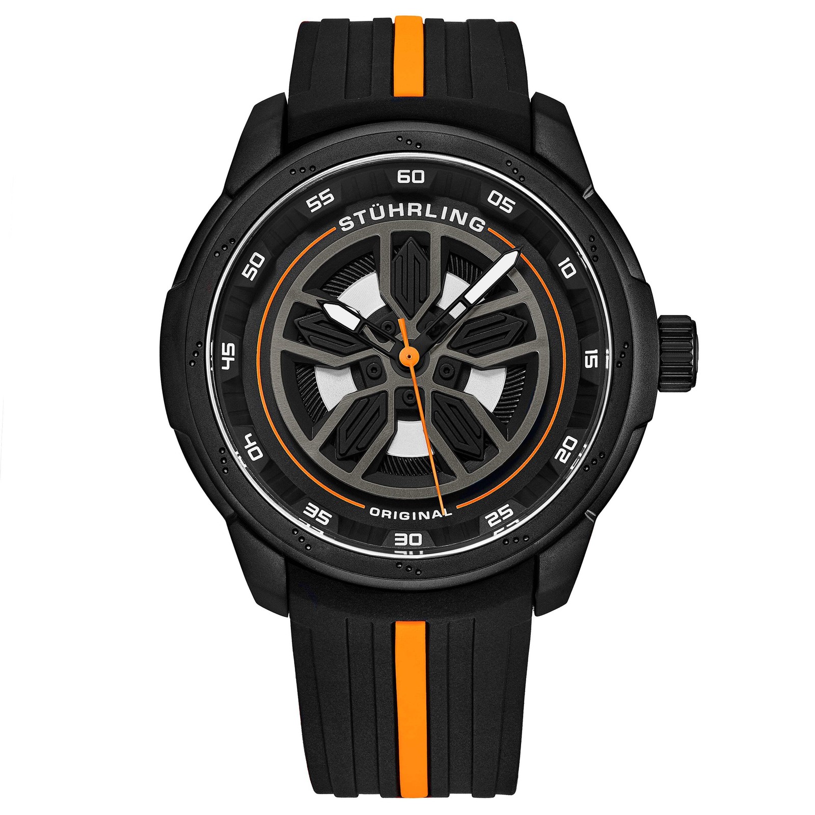 Aviator Black and orange/Rubber/Black/Silver Dial/Black Case | Black Dial Wristw