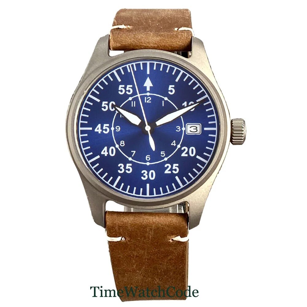 Tandorio Titanium Diving Automatic Watch for Men Anti-allergry Pilot NH35A 39mm
