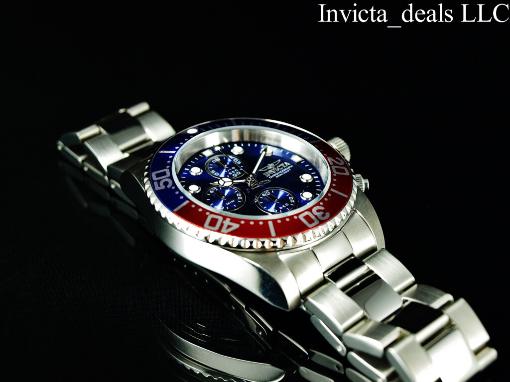 Invicta Men’s 43mm PRO DIVER PILOT Chronograph Blue Dial Red & Blue Bezel Watch