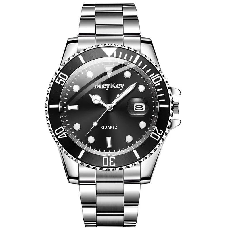 Fashion Men Business Watches Stainless Steel Band Men Calendar Quartz Watch
